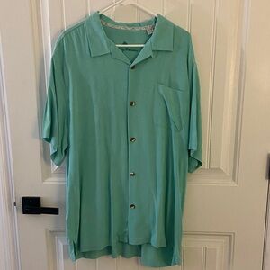 Tommy Bahama Green Silk Shirt XL